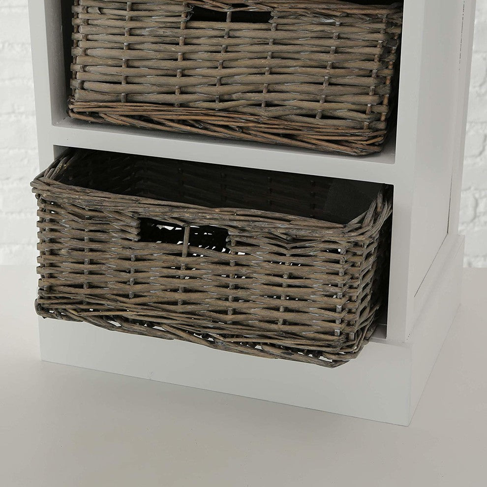 Hamptons Accent Nightstand Inset With 3 Baskets