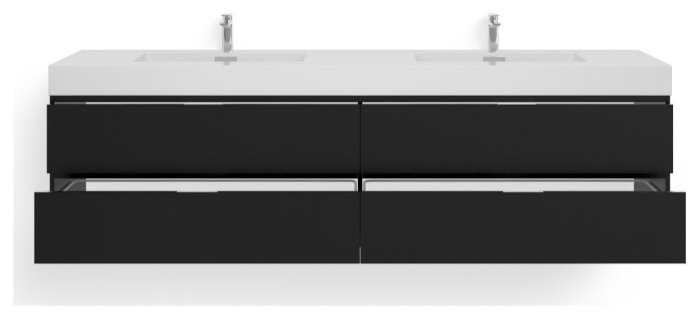 Boutique Bath Vanity, Black, 80", Single Sink, Freestanding