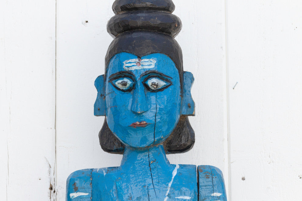 Antique Blue Ceremonial Shiva Statue