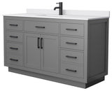 Beckett TK 60" Dark Gray Single Vanity,  Cultured Top, Black Trim