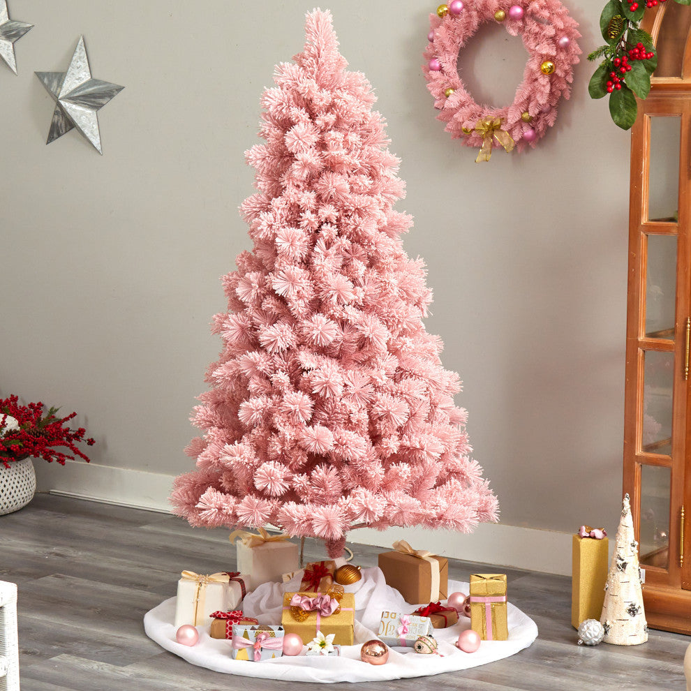 7' Holiday Pink Cashmere Artificial Christmas Tree With 300 LED lights
