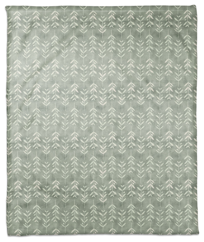 Leafy Vine Pattern Soft Green 50x60 Coral Fleece Blanket