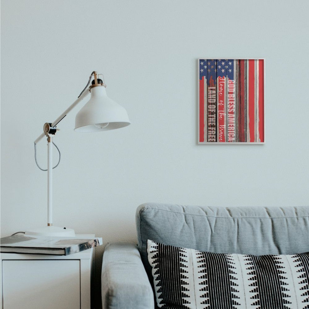 God Bless America Wood Grain Flag Red White Blue Americana,1pc, each 11 x 14