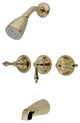 Kingston Brass Three-Handle Tub and Shower Faucet, Polished Brass