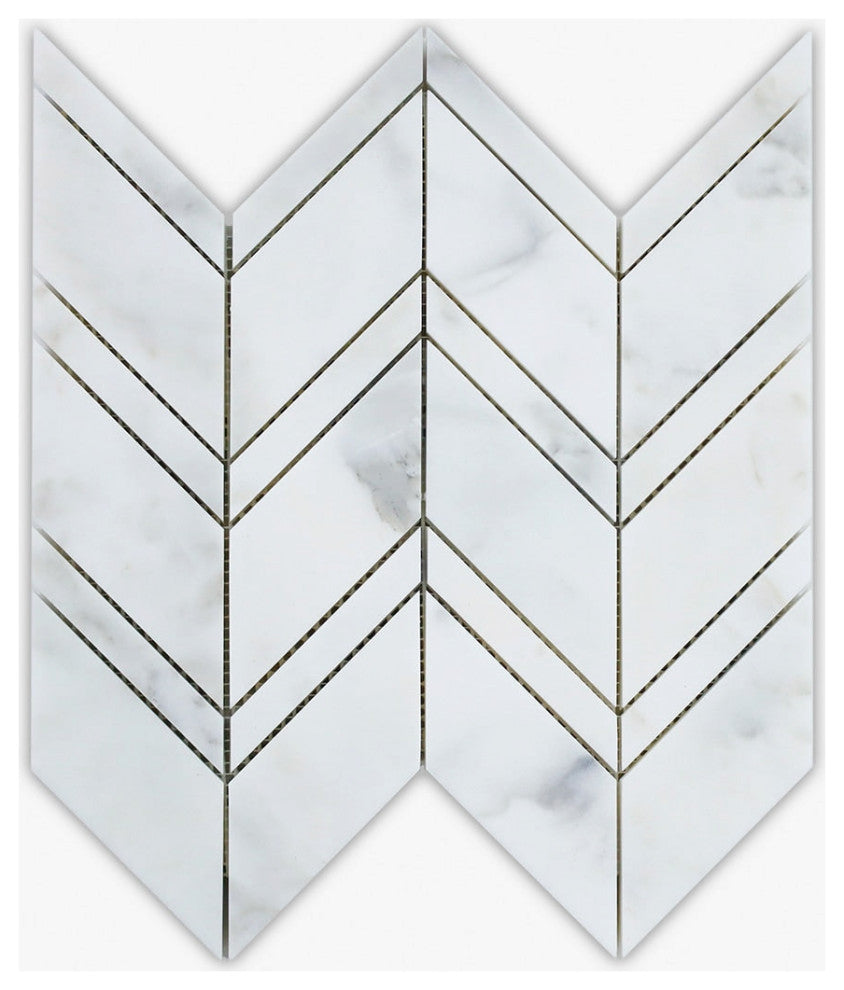 Calacatta Polished Chevron Marble Mosaic