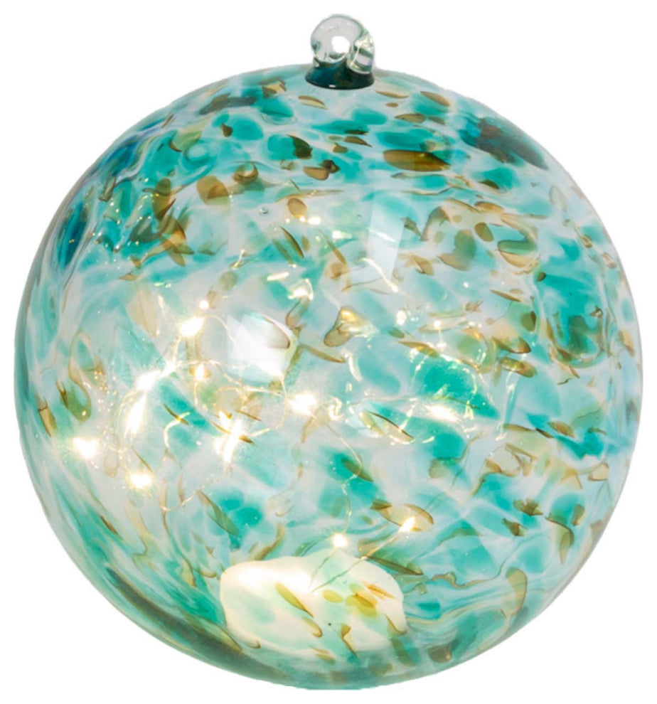 5.75" Battery Operated Turquoise Handblown Glass Sphere
