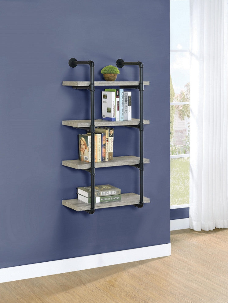 24" Wall Shelf, Black And Gray Driftwood