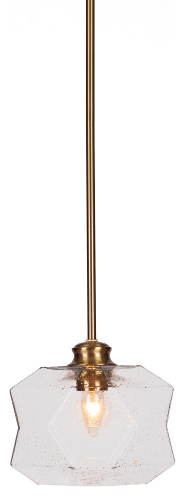 Rocklin 1-Light Stem Hung Pendant, New Age Brass/Clear Bubble
