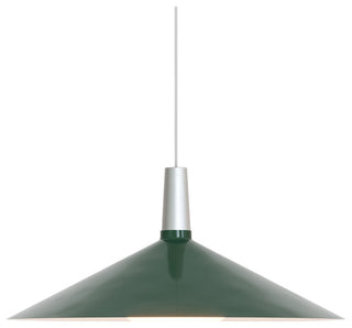 Large Bower Pendant Light In Anodised Aluminium and Dark Green