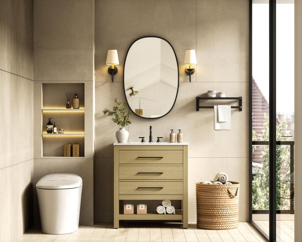 Home Living 30" Single Bathroom Vanity, Honey Brown