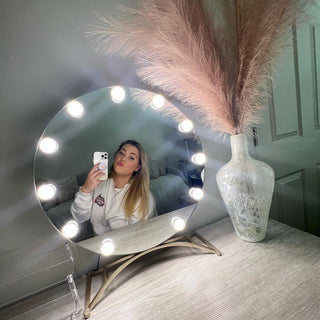 Hollywood Round XL Tri tone LED Makeup Mirror, Black