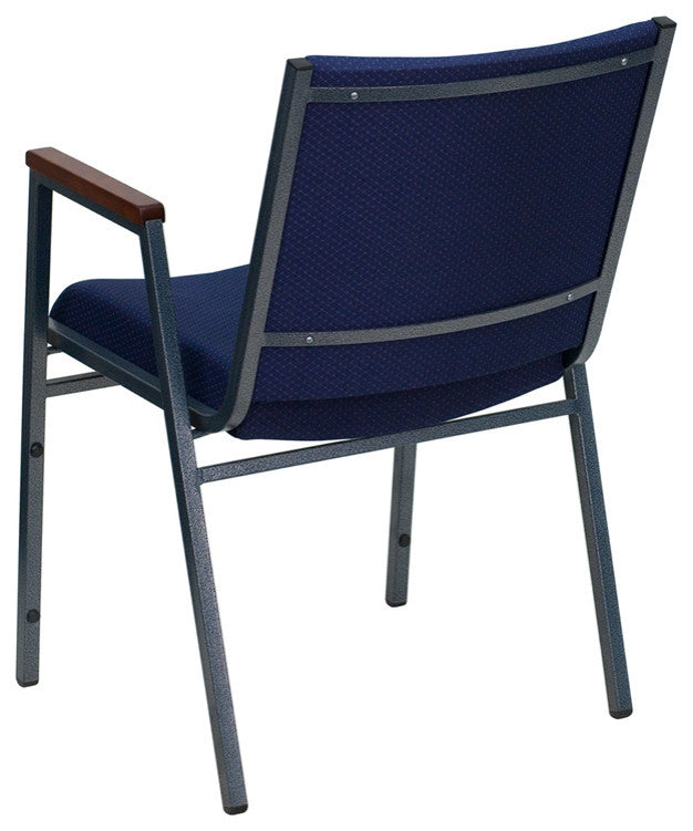 HERCULES Series Heavy Duty Navy Blue Dot Fabric Stack Chair with Arms