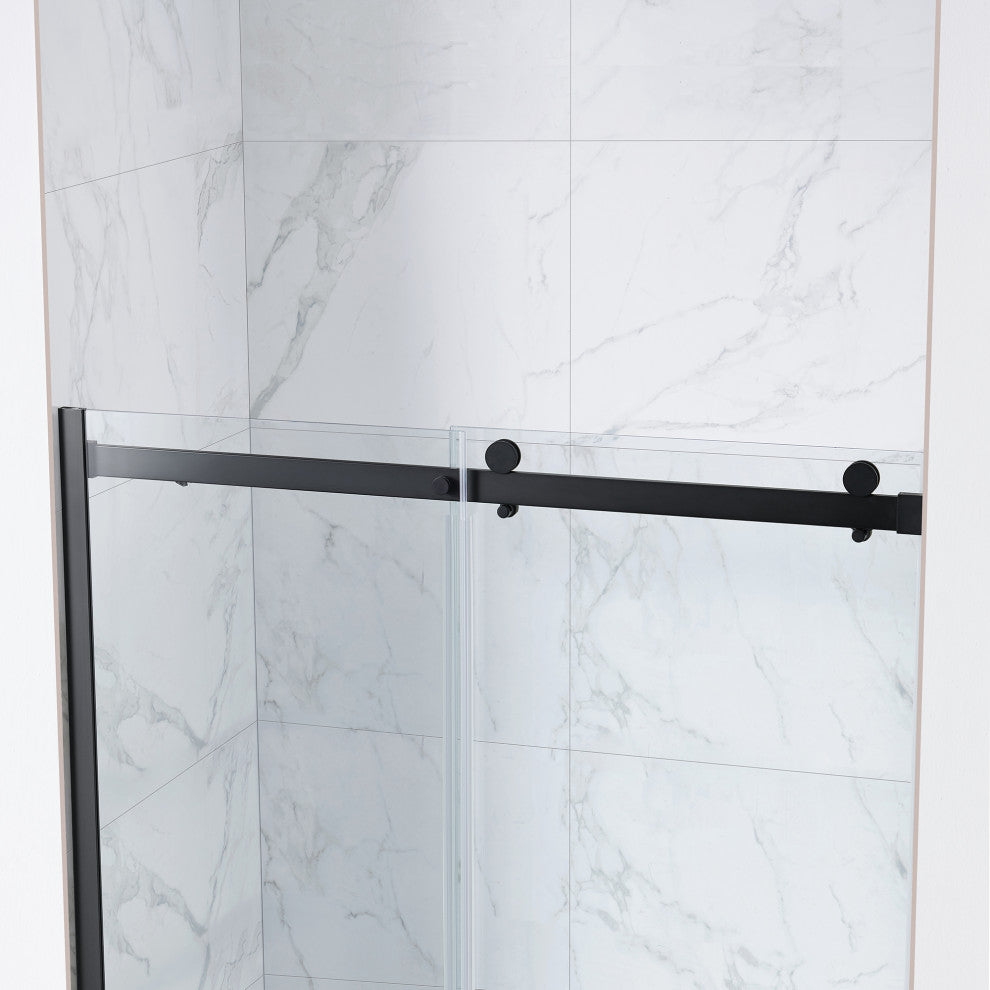 Bel Soft-Close Frameless Sliding Soft Close Shower Door, Matte Black, 60"