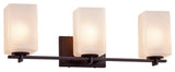 Fusion Era 3-Light Bath Bar, Frosted Square Shade, Bronze, LED