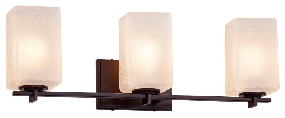 Fusion Era 3-Light Bath Bar, Frosted Square Shade, Bronze, LED