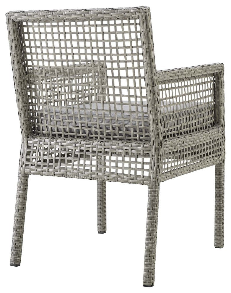 Aura Dining Armchair Outdoor Patio Wicker Rattan Set of 4, Gray Gray