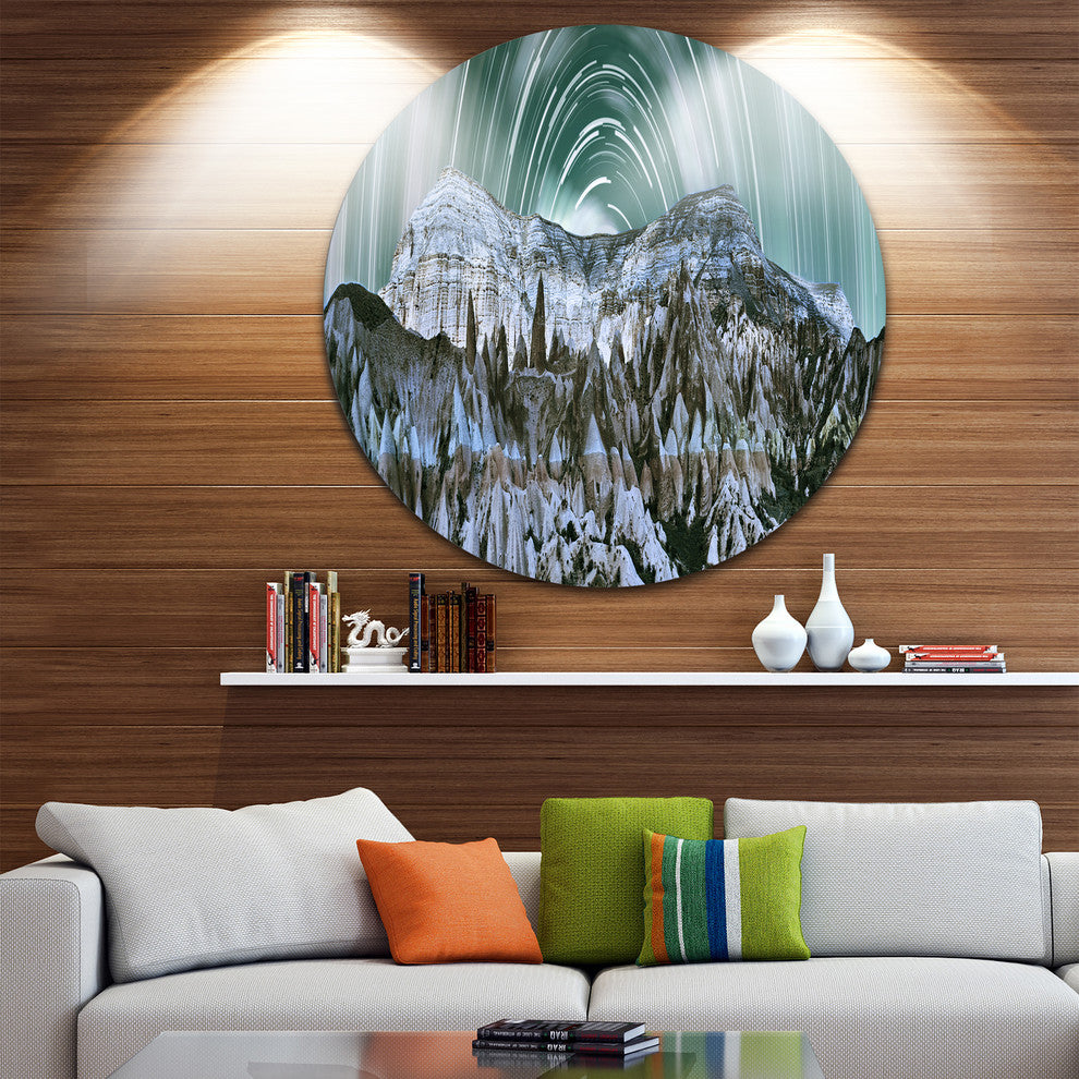 Cappadocia Valley Panoramic View, Landscape Disc Metal Wall Art, 23"