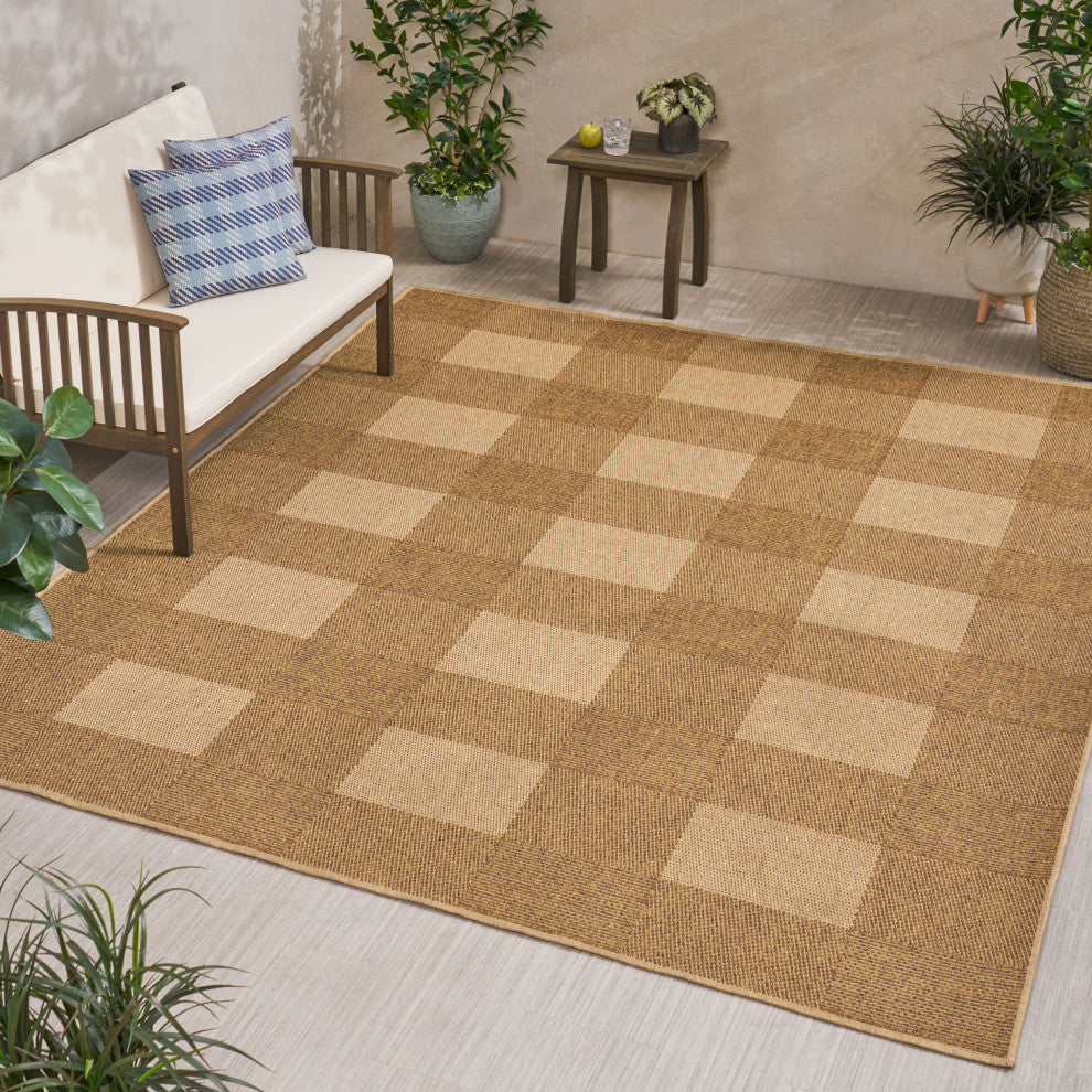 Boggio Indoor/Outdoor Area Rug, Natural, 120 W X 94 D X 0.16 H