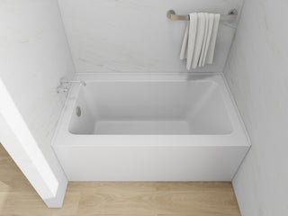 Vanity Art Alcove Soaking Acrylic Bathtub, White/Brushed Nickel, 54"x32", Left