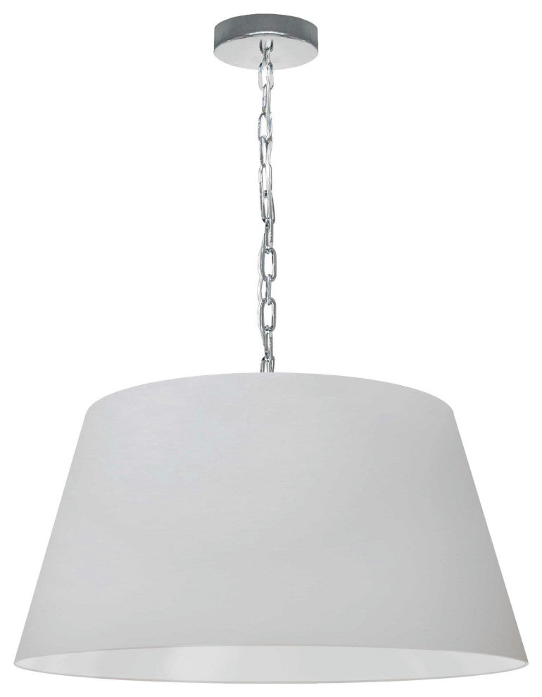 1 Light Brynn Medium Pendant, White Shade, Polished Chrome