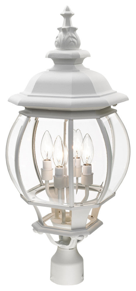 Textured White Traditional, Colonial, Outdoor Post Top Lantern