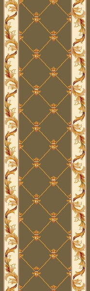 Corinthian 5323 Green Fleur-De-Lis Rug, 5''3"x7''7"
