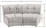 Limitless Velvet Upholstered 2-Piece Modular Sectional, Cream