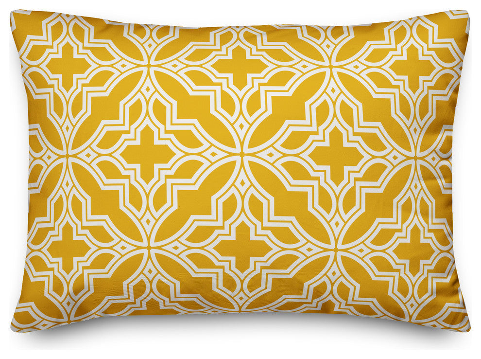 Yellow and White Geo Quatrefoil 14x20 Lumbar Pillow