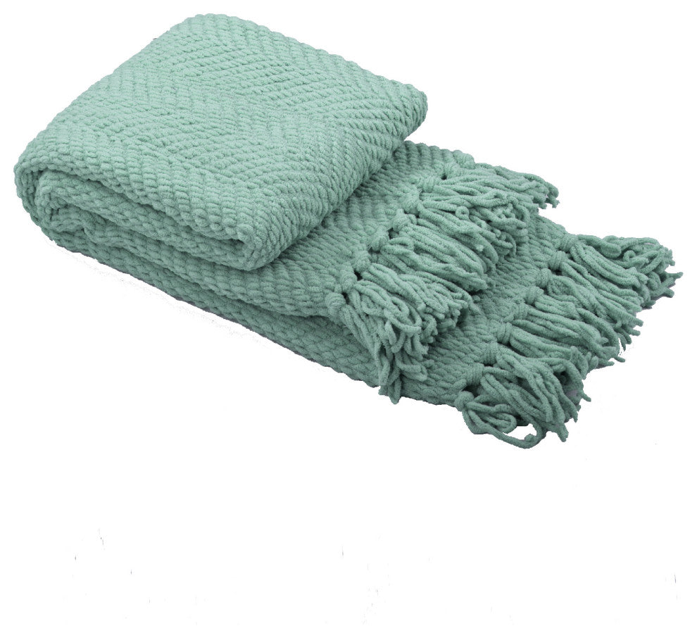 Tweed Knitted Throw Blanket, Silver Blue, 50"x60"