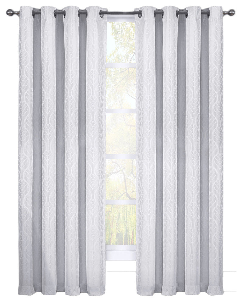 Hilton Blackout Thermal Insulated Curtains, Set of 2, White, 108"x108"