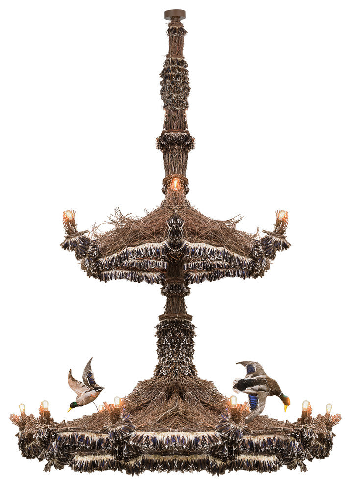 110 Wide Terres Canard 18 Light Two Tier Chandelier