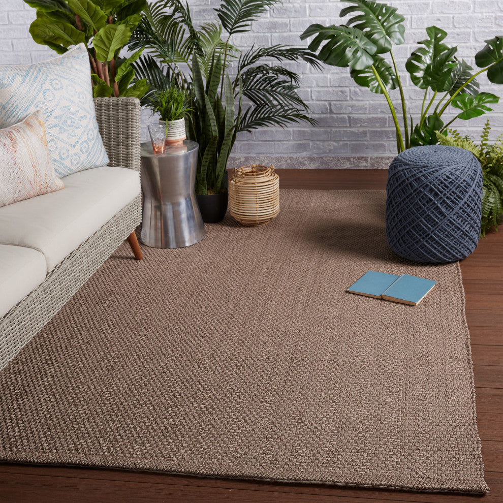 Jaipur Living Kawela Indoor/ Outdoor Solid Area Rug, Brown, 10'x14'