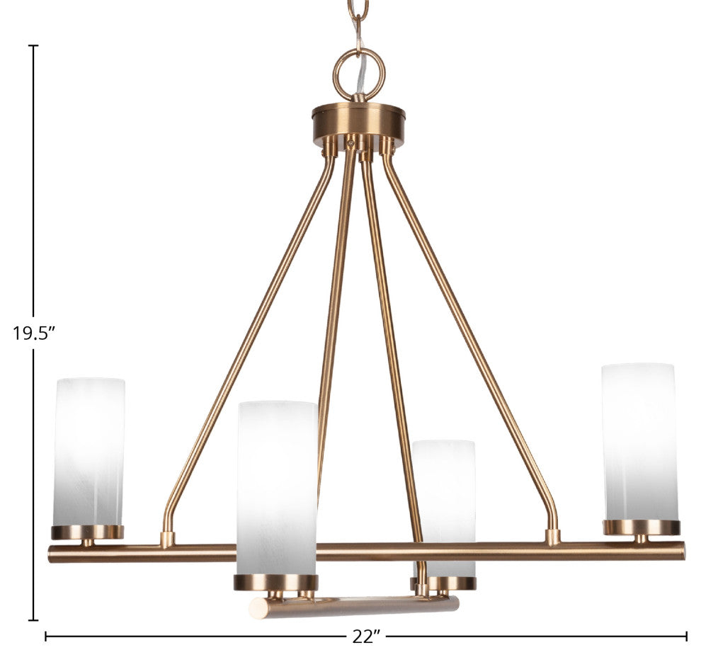 Trinity 4 Light Chandelier Shown, New Age Brass Finish, 2.5" White Marble