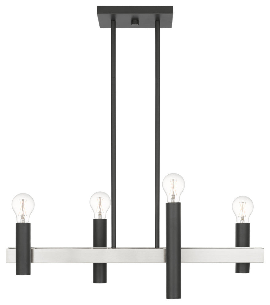Livex Helsinki 4 Light Scandinavian Gray, Brushed Nickel Linear Chandelier