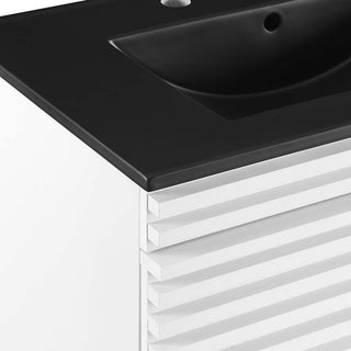 Render 30" Wall-Mount Bathroom Vanity, White Black