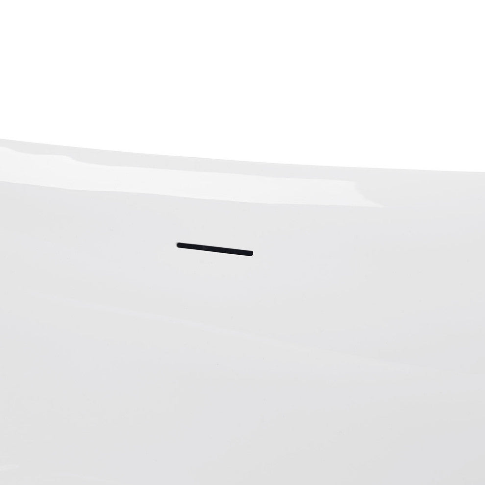 59" Acrylic Freestanding Double Slipper Soaking Bathtub, White