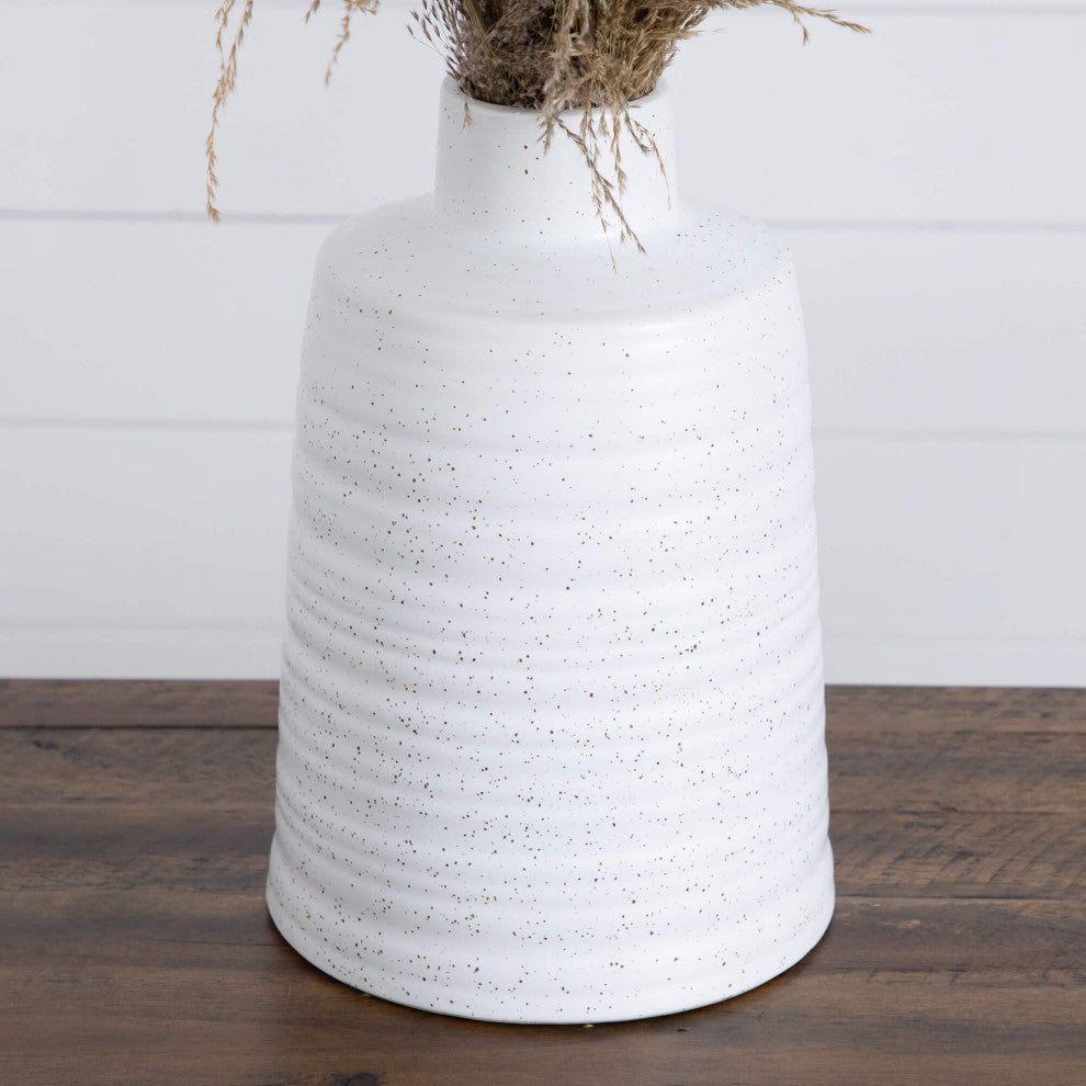 30" Dried Natural Pampas Arrangement, Ceramic Vase
