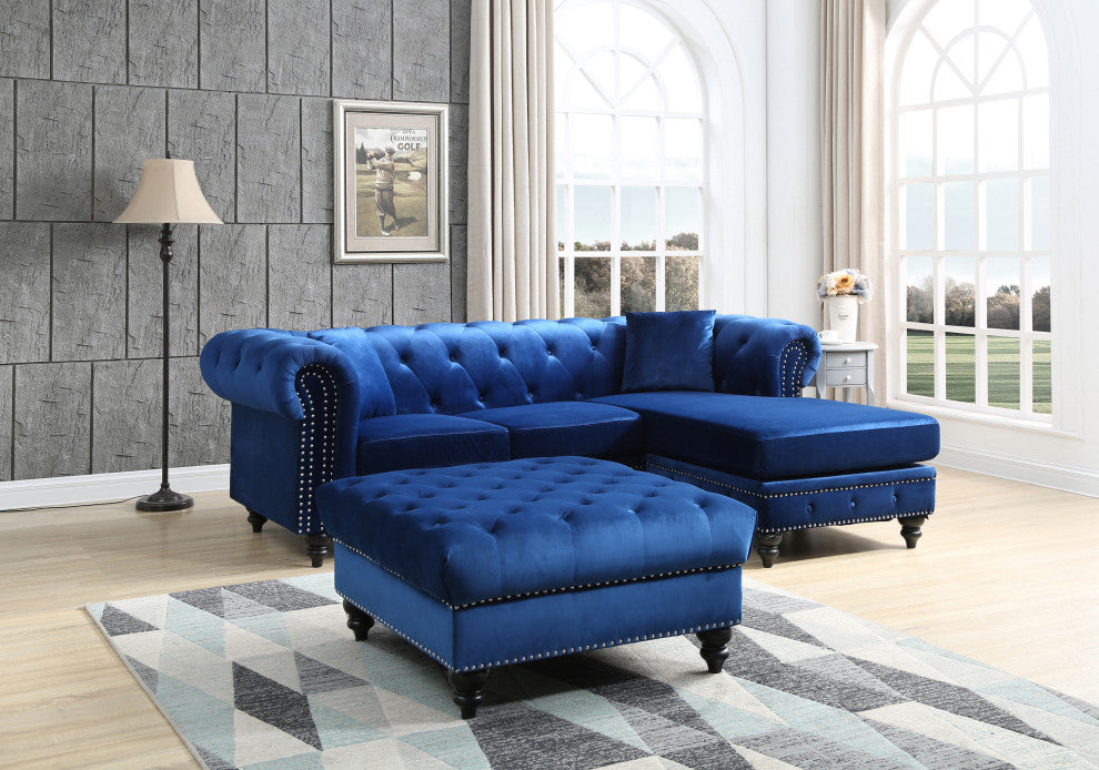 Nola Sofa Chaise, Navy Blue