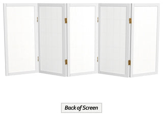 2' Tall Desktop Window Pane Shoji Screen, White, 5 Panels
