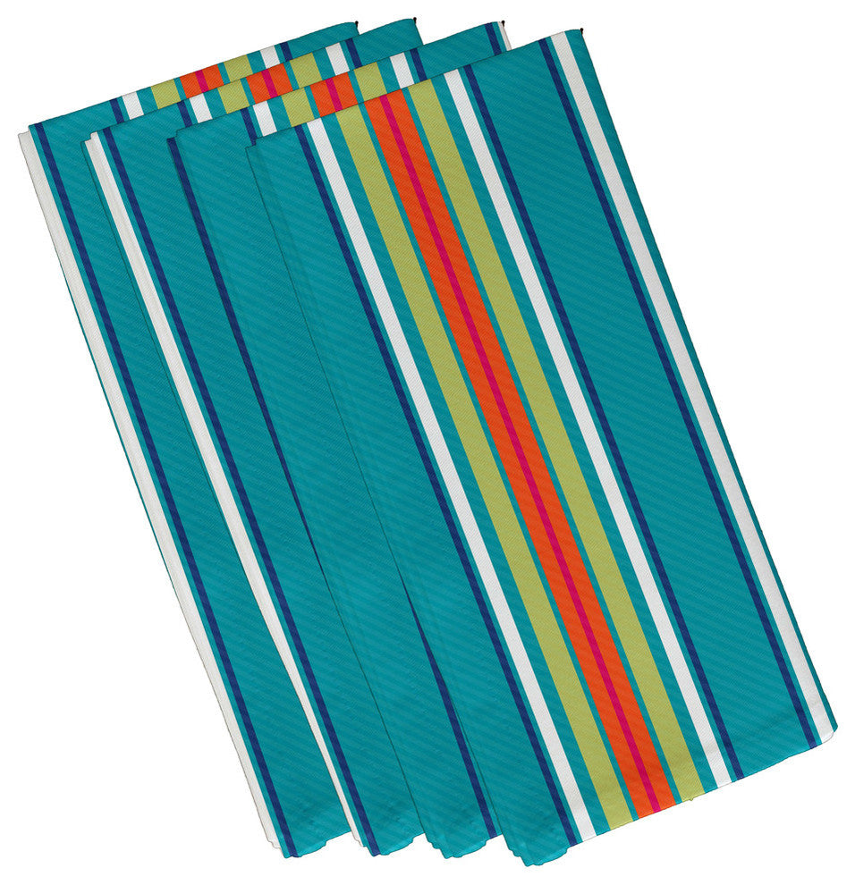 Multi-Stripe, Stripe Print Napkin, Set of 4, Turquoise