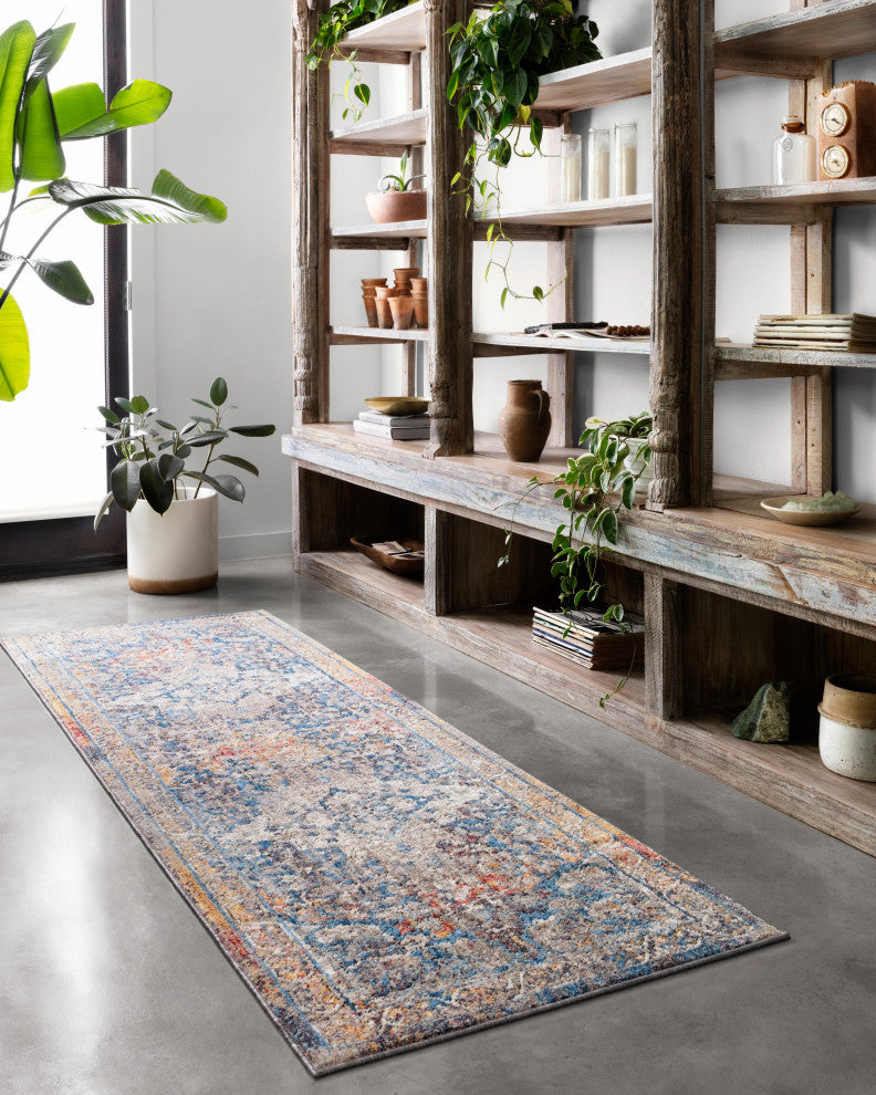 Polyester Pile Dante Area Rug by Loloi II, Multi/Stone, 1'6"x1'6" Sample Swatch