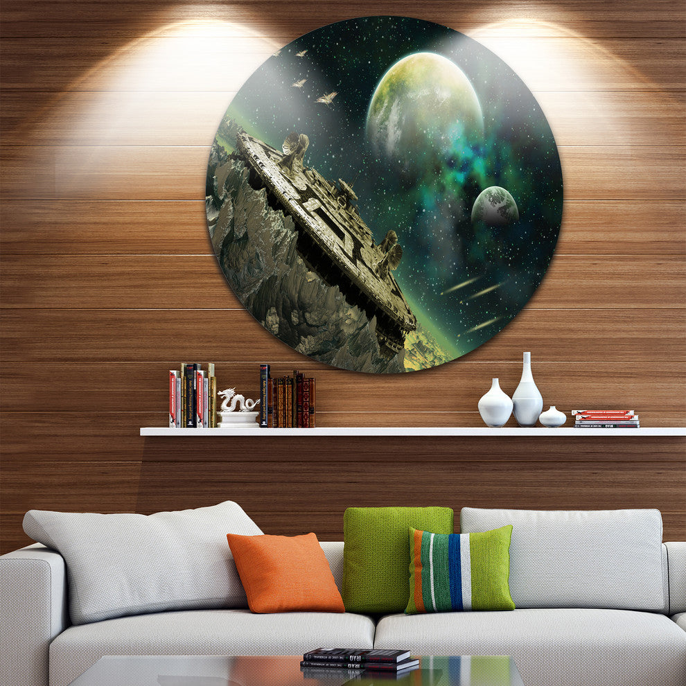 Alien Planet, Digital Artwork Large Disc Metal Wall Art, 36"
