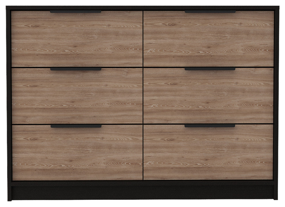 Egeo 4 Drawers Dresser, Black Wengue / Pine