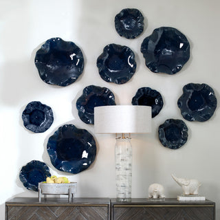 Uttermost Abella Blue Ceramic Wall Decor, 3-Piece Set