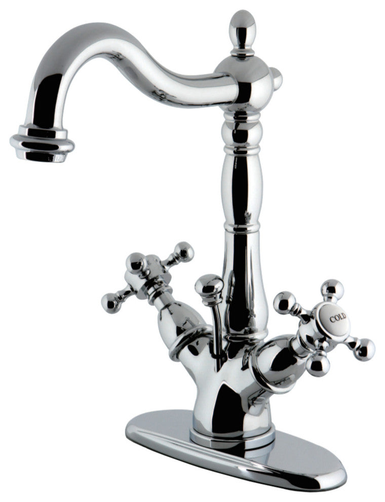 Kingston Brass Two-Handle Bathroom Faucet With Brass Pop-Up, Polished Chrome