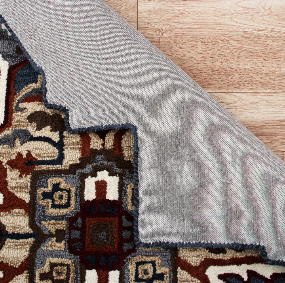 Southwestern Fall Cabin Medallion Shape Rug, 5' Round