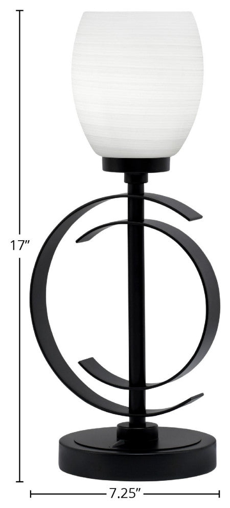 1-Light Table Lamp, Matte Black Finish, 5" White Linen Glass
