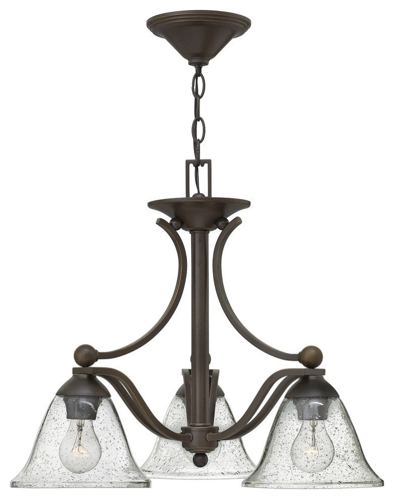 Hinkley Bolla Chandelier Small Single Tier, Olde Bronze With Clear Seedy Glass