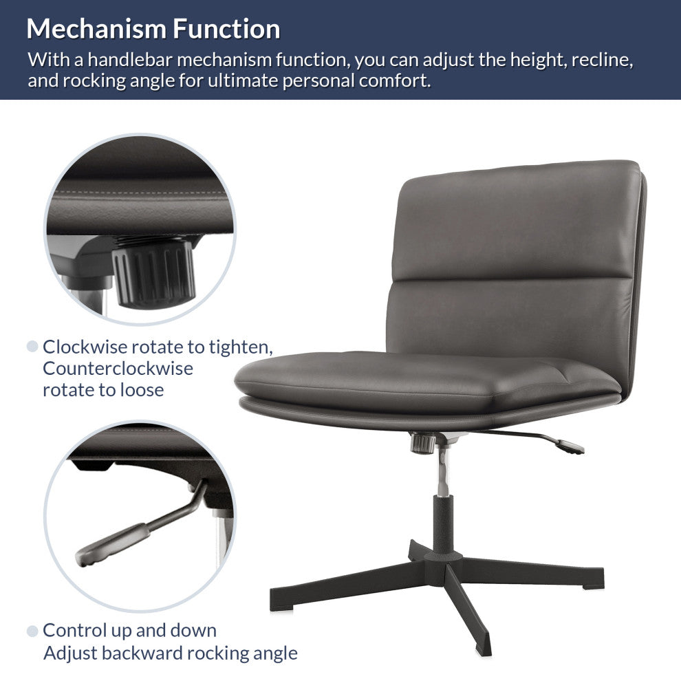 Swivel PU Leather Office Chair with Height Adjustment and Tilt Function, Gray
