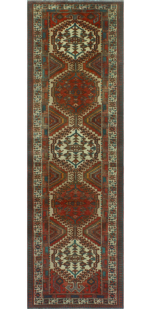 Fine Vintage Distressed Gabriel Rust/Charcoal Runner, 3'2x10'5
